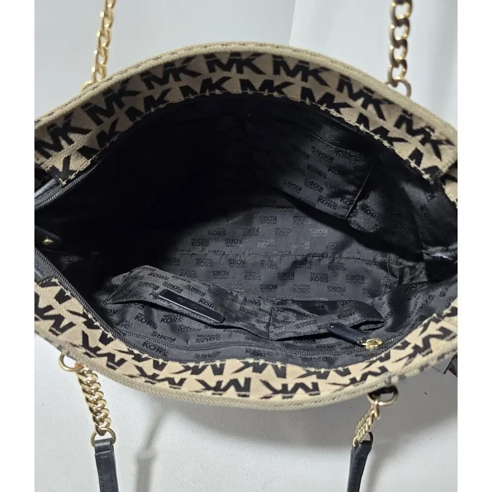Michael Kors Jet Set EW Tassel Chain Tote/$248/Beige-Black